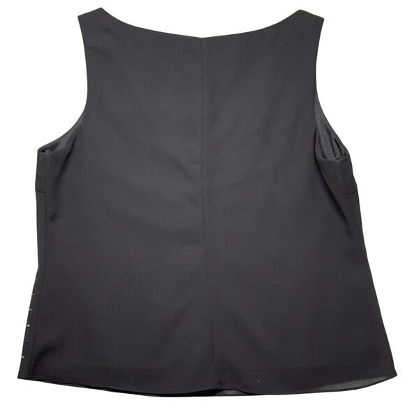 Metaphor Vintage SLeeveless Black Sheer Lined Rhinestone Blouse Women XL - Picture 2 of 6